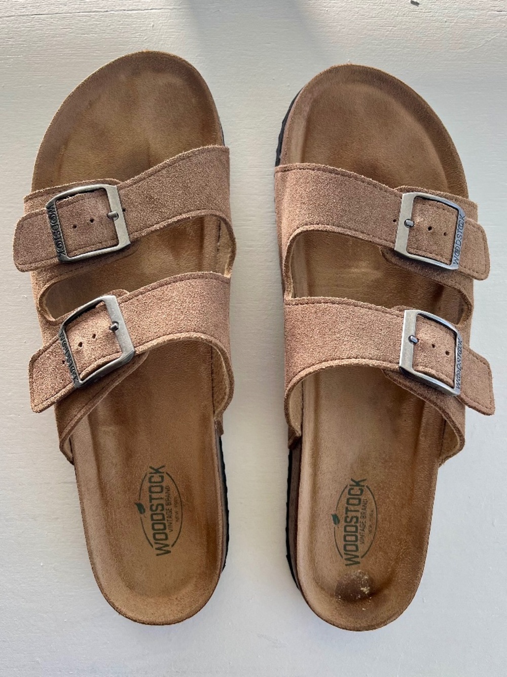 Woodstock’s "Bert" taupe suede sandals Men’s Size 13